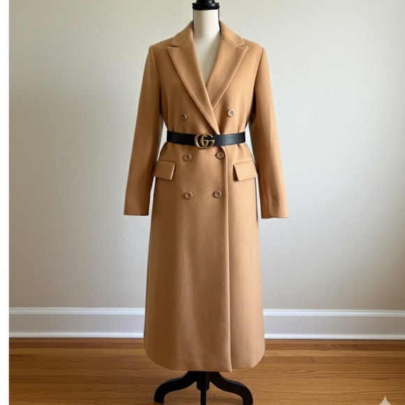 Scoop Jackets & Blazers - Scoop Camel Double Breasted Long Tailored Coat - Size M - NWT